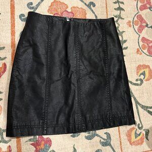 Free People Black Faux Leather Femme Skirt, Size 0